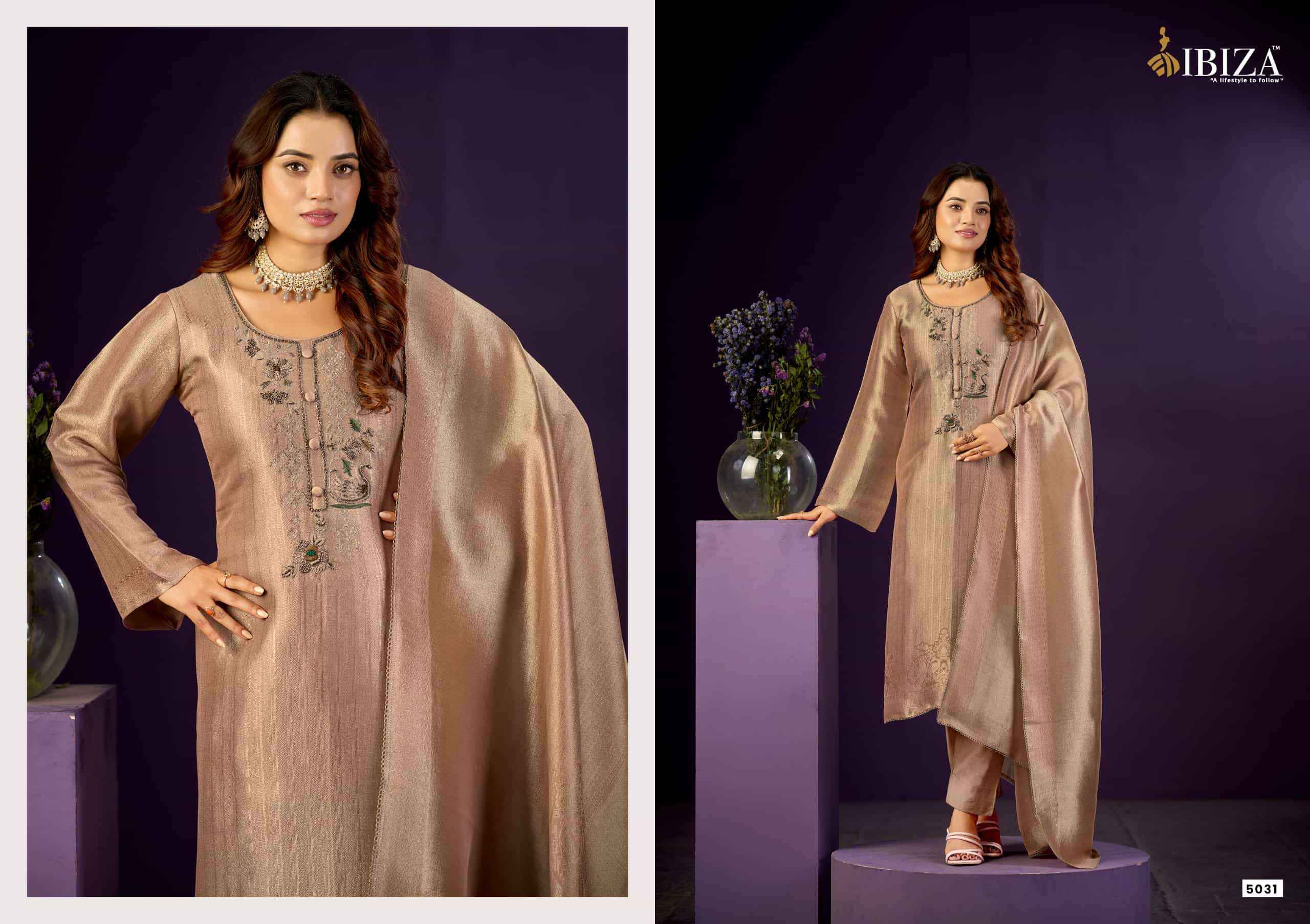 Ibiza Basma Designer Jacquard Partywear Salwar Suit _ Surat Wholesale Market Price ( 4 Pcs Catalog )
