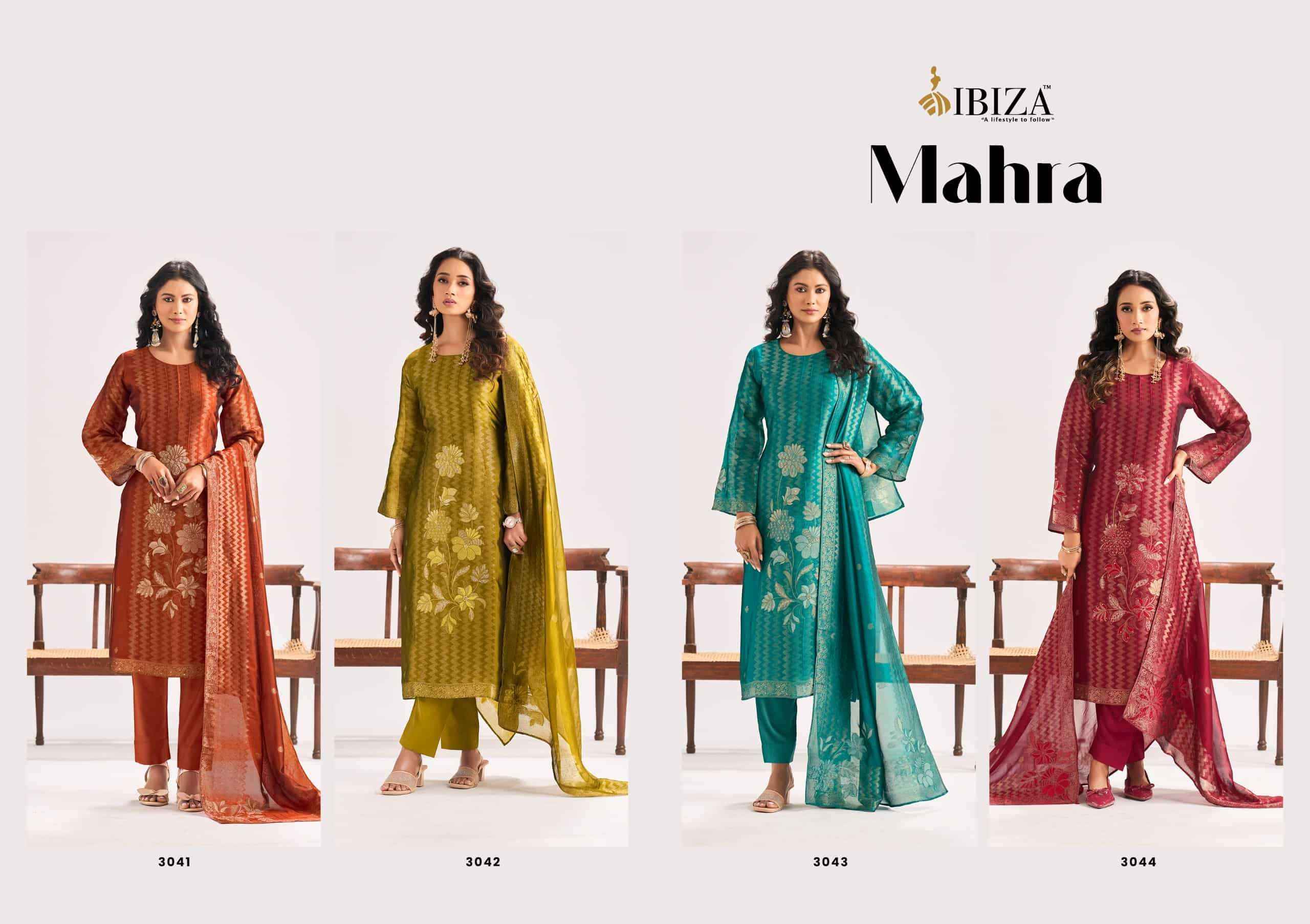 Ibiza Mahra Pure Banglory Silk Ladies Salwar Kameez _  Surat Wholesale Market Price ( 4 Pcs Catalog )