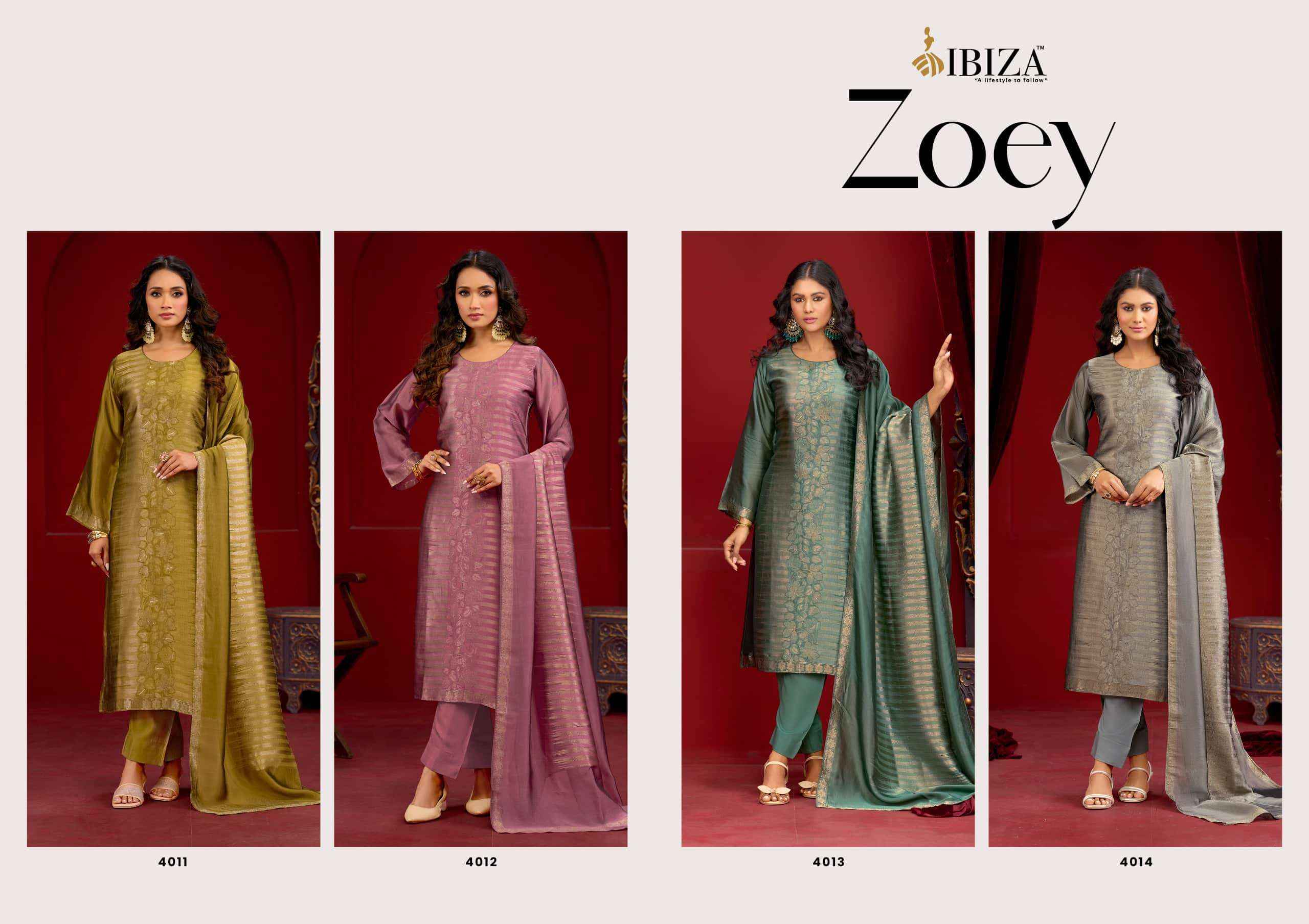 Ibiza Zoey Designer Jacquard Silk Wedding Salwar Kameez _ Surat Wholesale Market Price ( 4 Pcs Catalog )