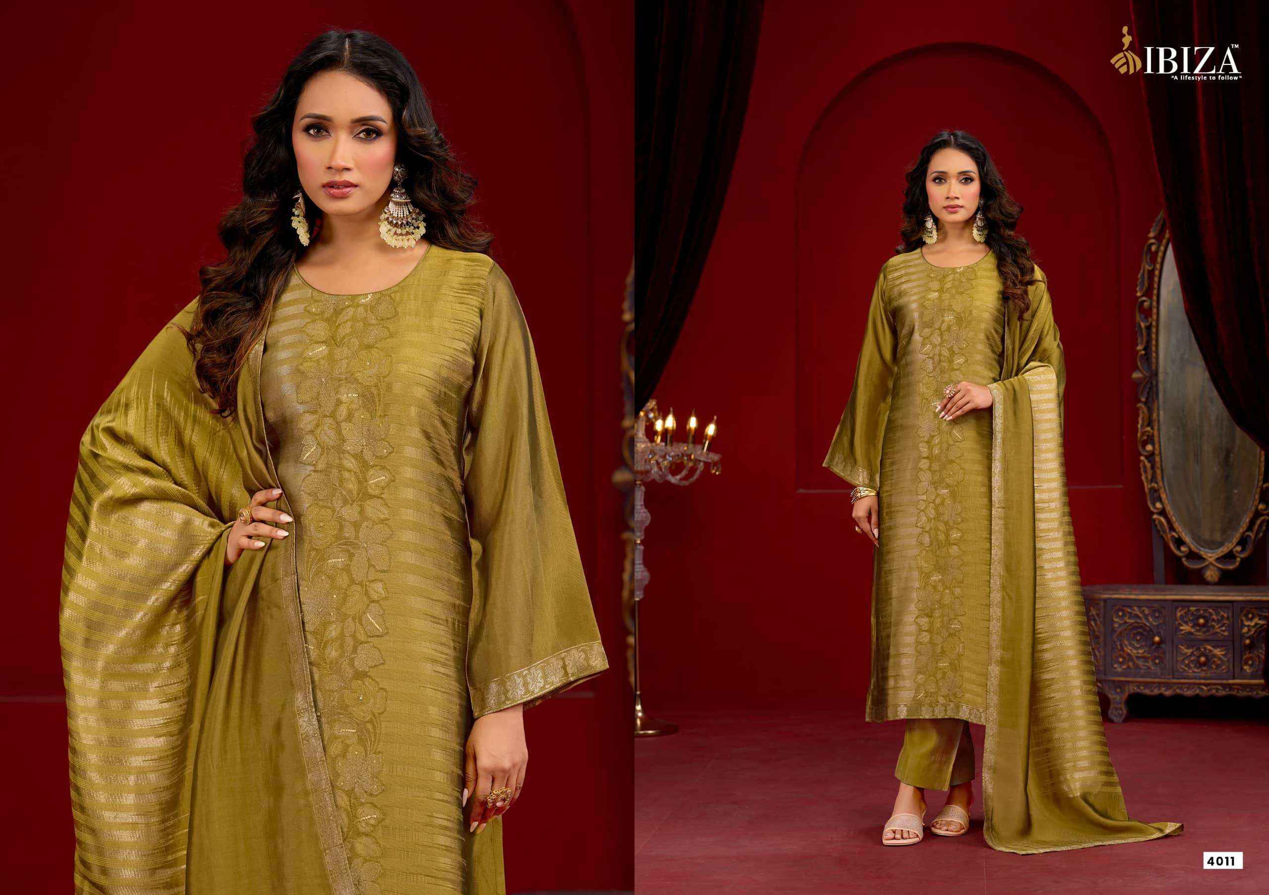 Ibiza Zoey Designer Jacquard Silk Wedding Salwar Kameez _ Surat Wholesale Market Price ( 4 Pcs Catalog )