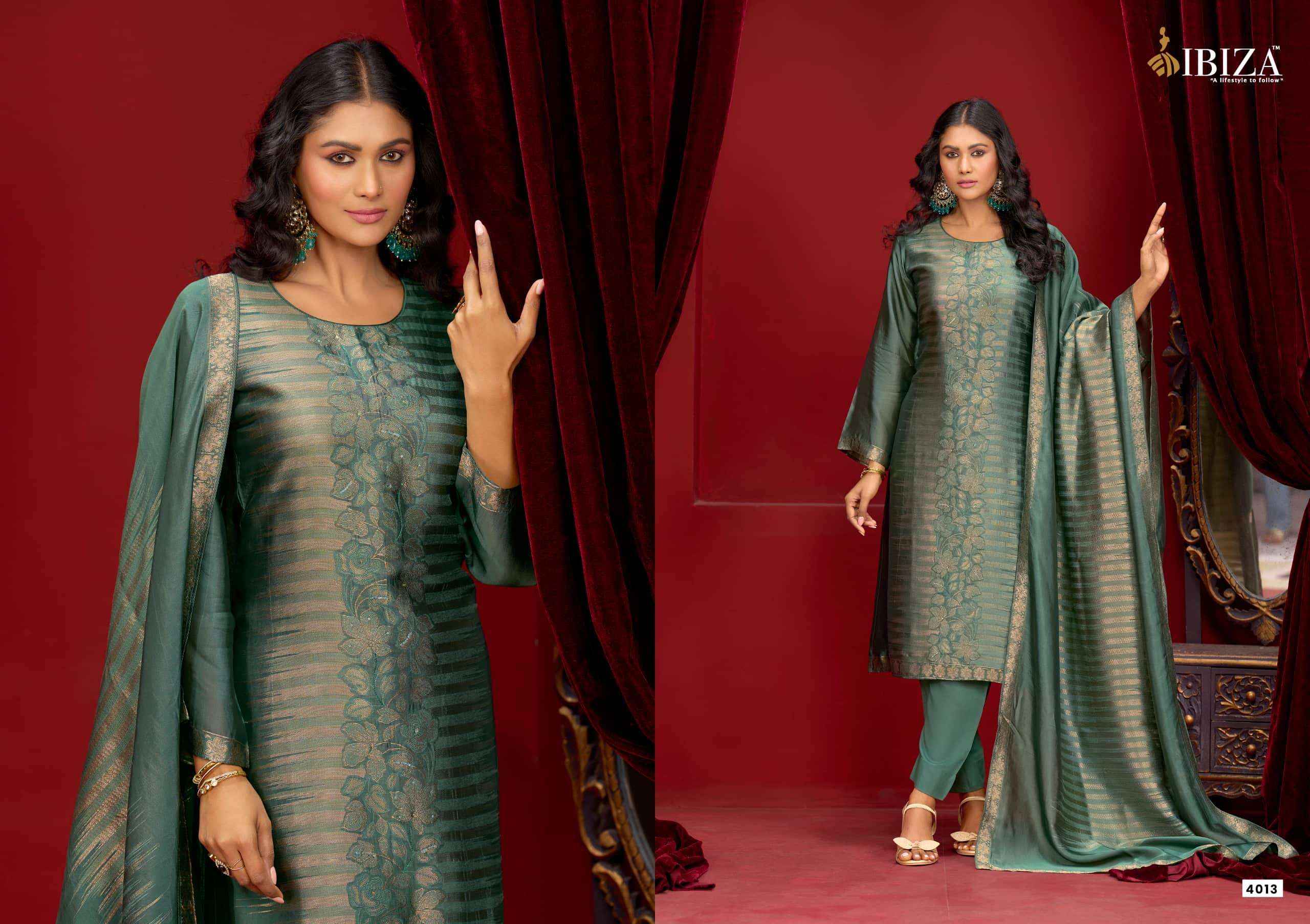 Ibiza Zoey Designer Jacquard Silk Wedding Salwar Kameez _ Surat Wholesale Market Price ( 4 Pcs Catalog )