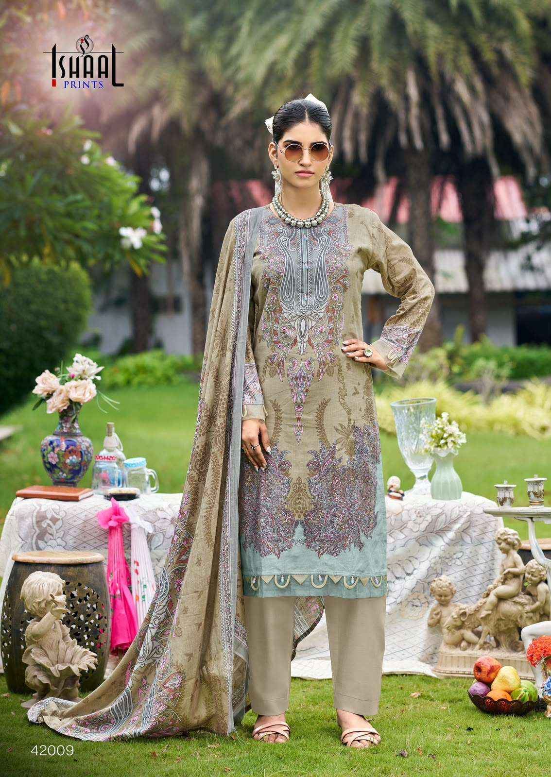 Ishaal Prints Gulmohar Vol 42 Printed Pure Lawn Salwar Suit _ Surat Wholesale Market Price ( 10 Pcs Catalog )