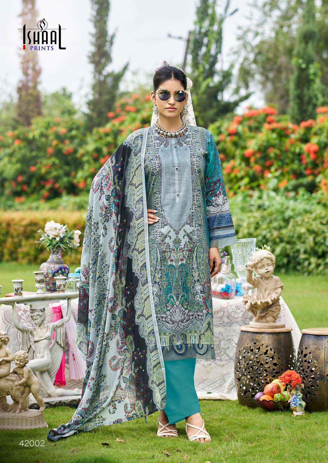 Ishaal Prints Gulmohar Vol 42 Printed Pure Lawn Salwar Suit _ Surat Wholesale Market Price ( 10 Pcs Catalog )