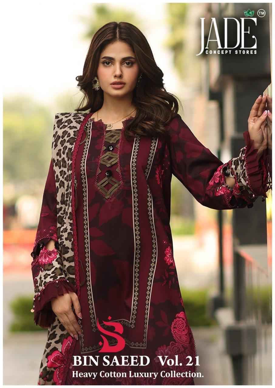 Jade Bin Saeed Heavy Luxury Vol 21 - Wholesale Cotton Dress Material ( 6 pcs Catalog )