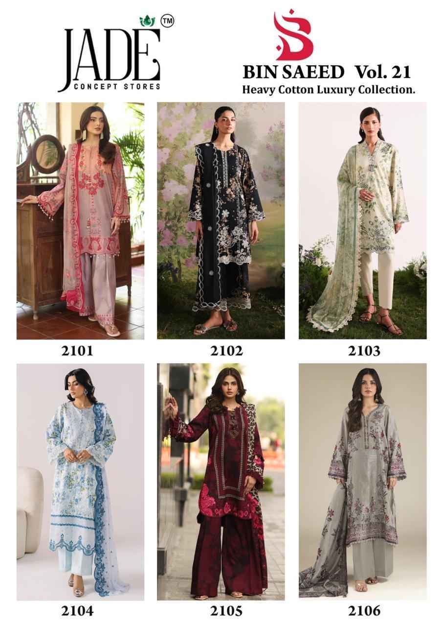 Jade Bin Saeed Heavy Luxury Vol 21 - Wholesale Cotton Dress Material ( 6 pcs Catalog )