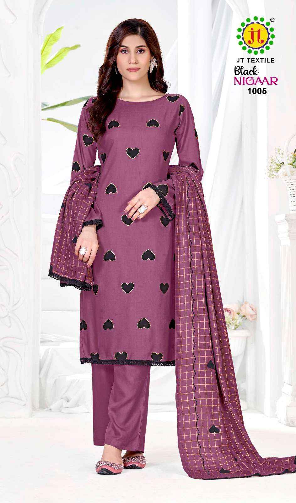Jt Black Nigaar Vol 1 Premium Design Rayon Salwar Suit _ Wholesale Surat Market Price ( 5 Pcs Catalog )