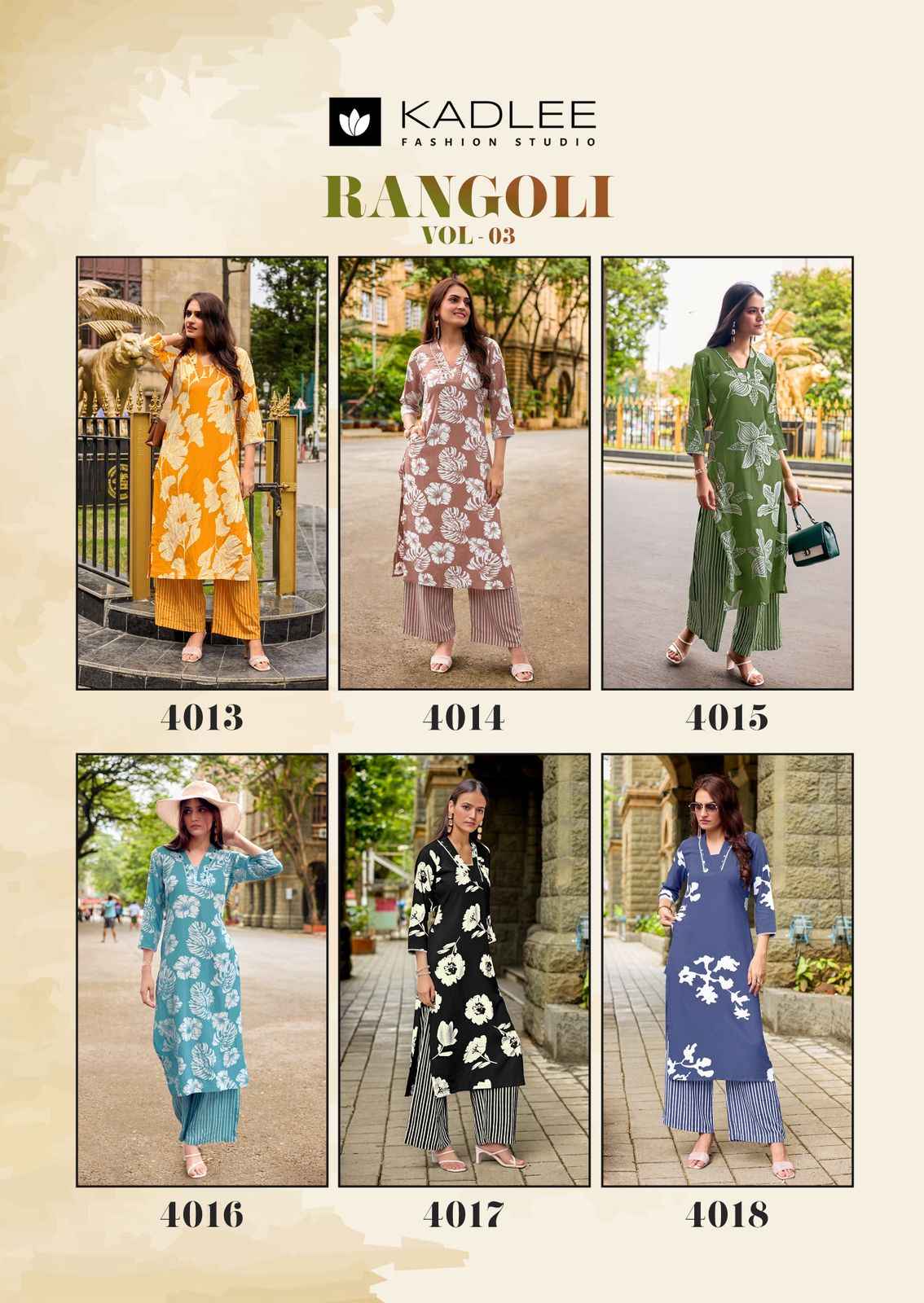 Kadlee Fashion Rangoli Vol-3 Co-Ord Set Wholesale Price | Bulk Catalog