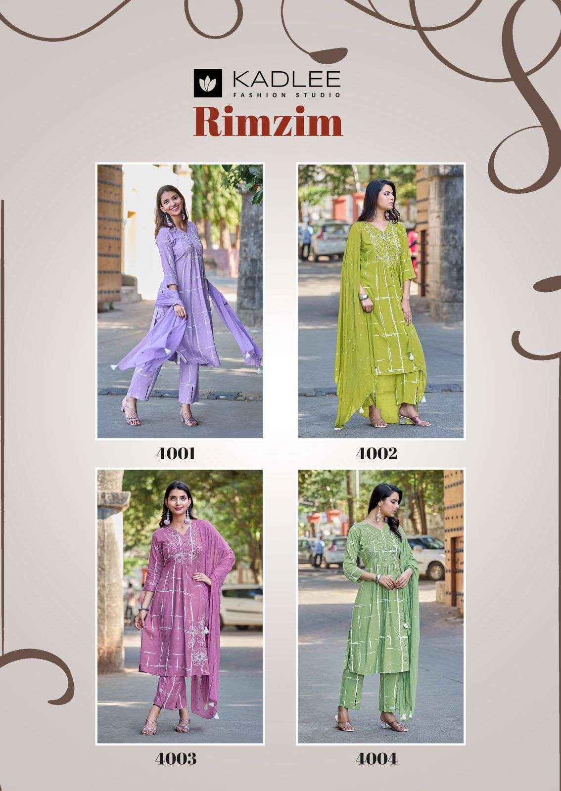 Kadlee Rimzim Readymade Fancy 3 Piece Pair Set _ Surat Wholesale market Price ( 4 Pcs Catalog )