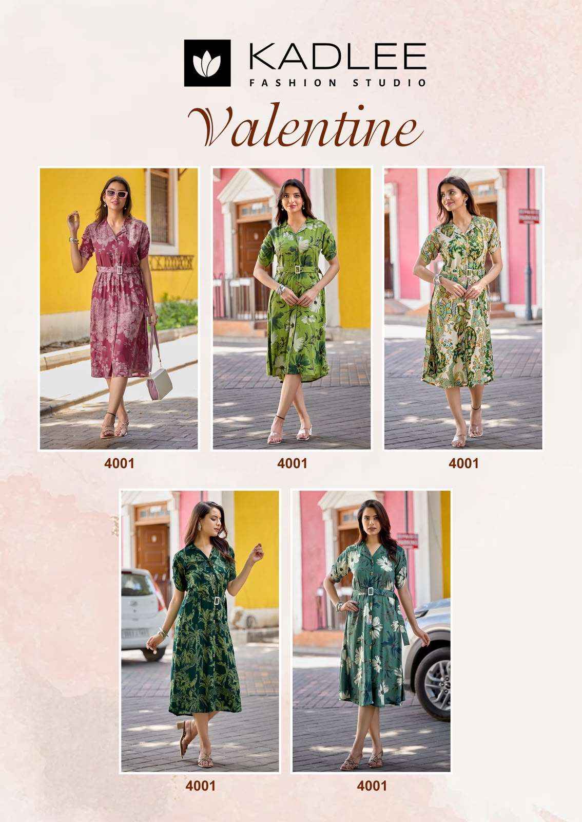 Kadlee Valentine Western Wear Frock Style Kurta Set _ Surat Wholesale Market Price ( 5 Pcs Catalog )