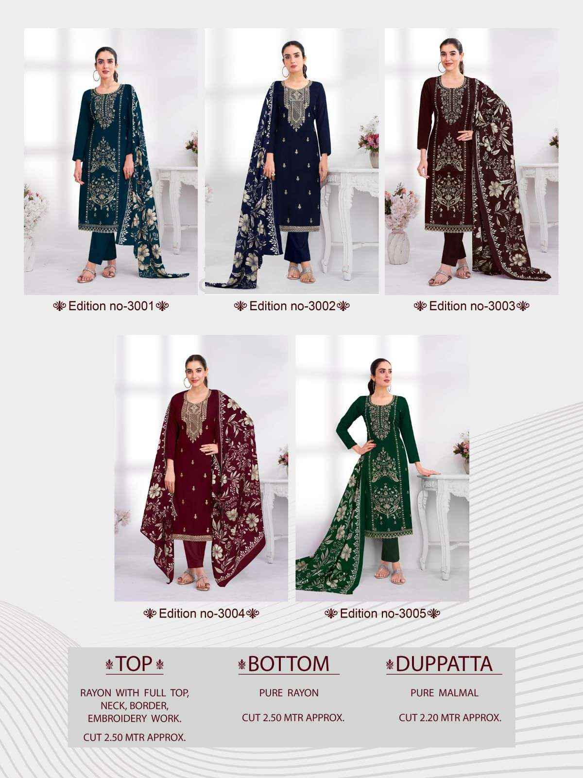 Kaf Fabric 24 Carat Edition 3 Fancy Rayon Salwar Suit  _ Surat Wholesale Market Price ( 5 Pcs Catalog )