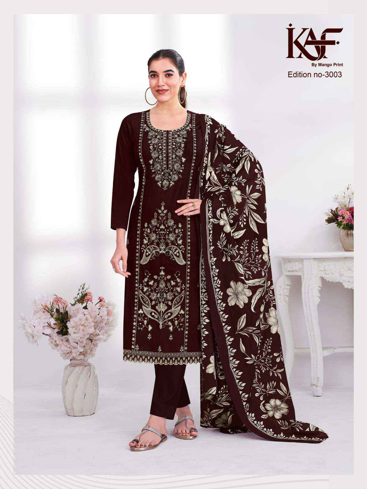 Kaf Fabric 24 Carat Edition 3 Fancy Rayon Salwar Suit  _ Surat Wholesale Market Price ( 5 Pcs Catalog )