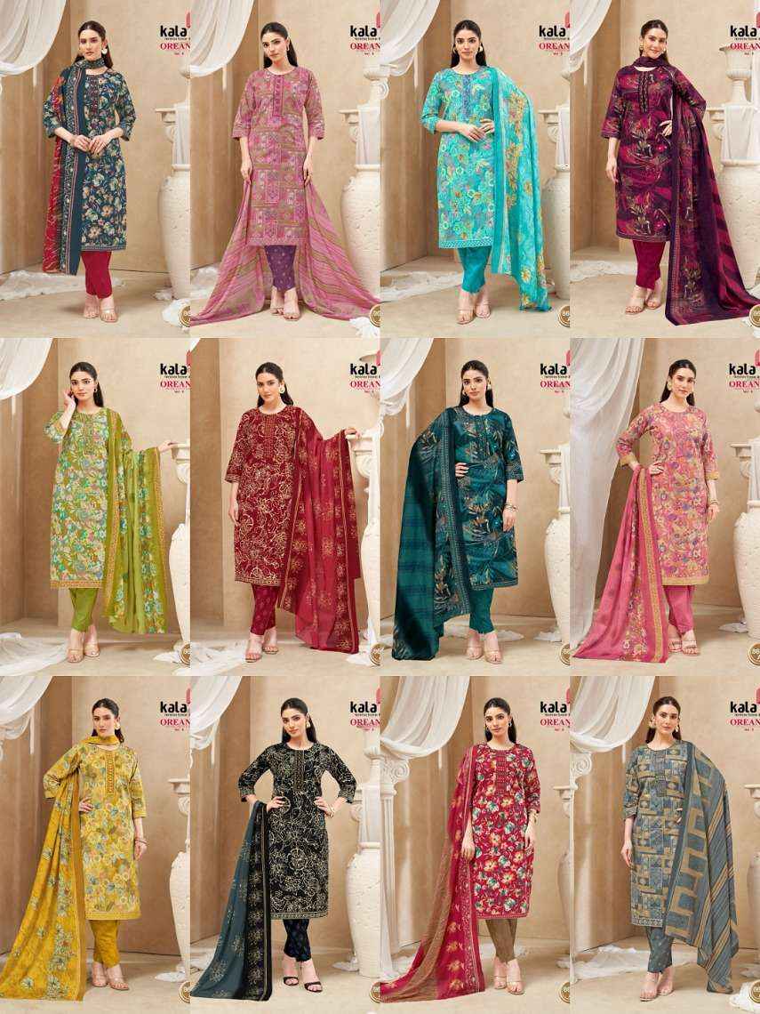 Kala Oreana Vol 9 Premium Wear Cotton 3 Piece Pair Set _ Surat Wholesale Market Price ( 12 Pcs Catalog )