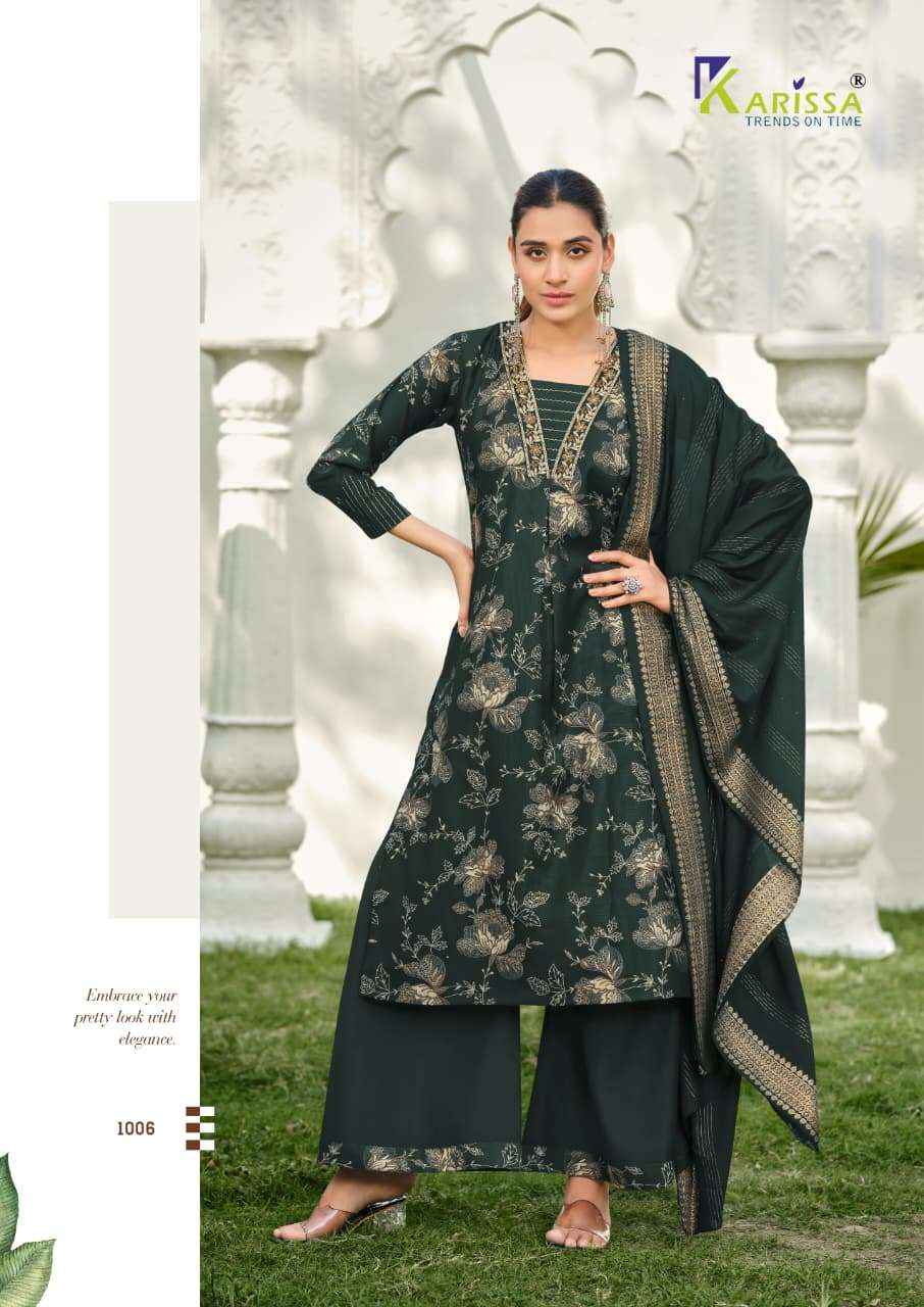 KARISSA HARLEEN STRAIGHT CUT TOP BOTTOM WITH DUPATTA SET _ SURAT WHOLESALE MARKET PRICE ( 6 PCS CATALOG )