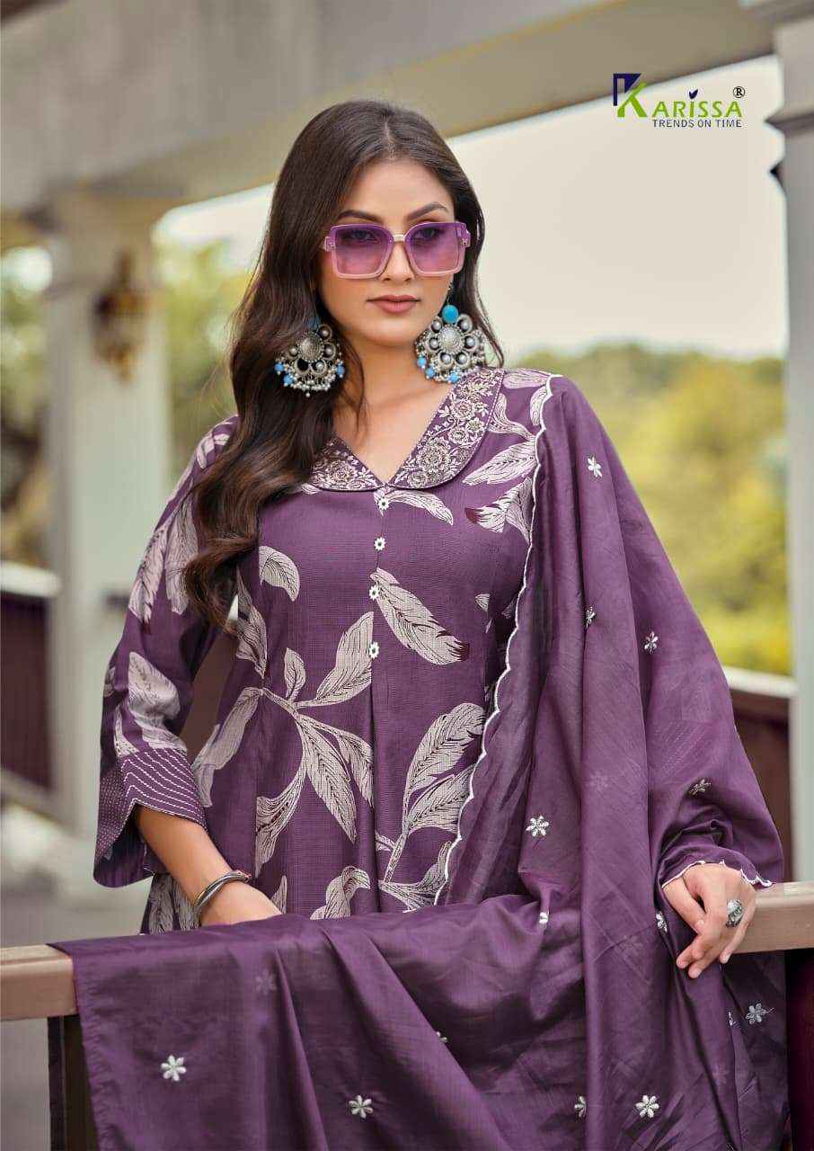 Karissa Kalki Fancy A Line Kurti Bottom Dupatta Set _ Surat Wholesale Market Price ( 6 Pcs Catalog )