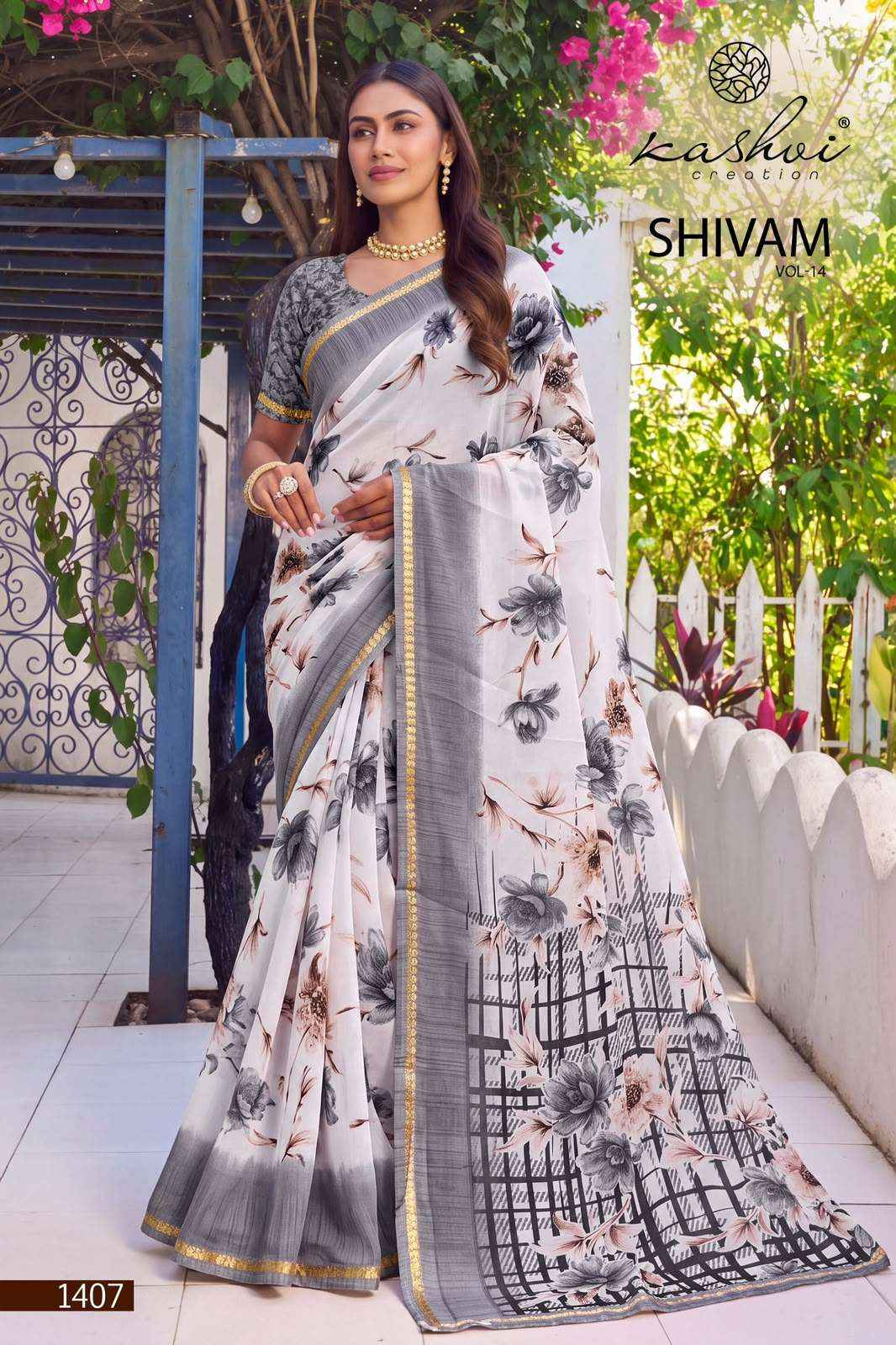 Kashvi Creation Shivam Vol 14 Daily Wear Moss Saree Set _ Surat Wholesale Market Price ( 8 Pcs Catalog )