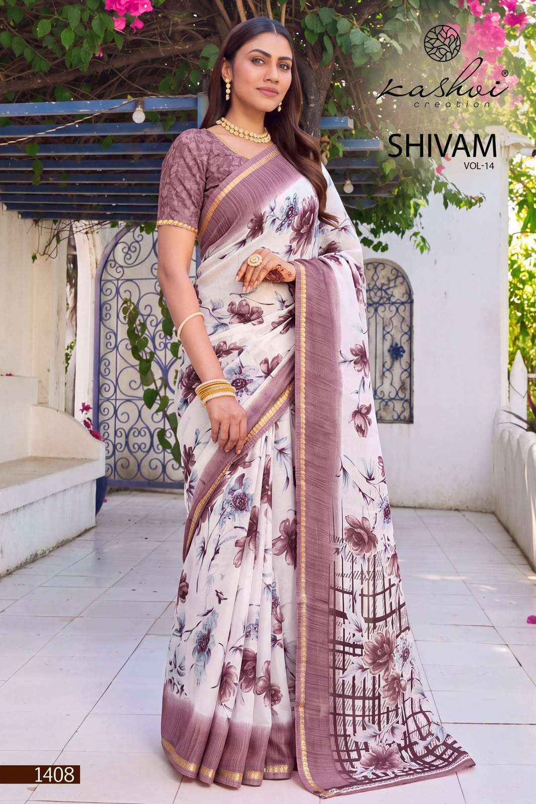 Kashvi Creation Shivam Vol 14 Daily Wear Moss Saree Set _ Surat Wholesale Market Price ( 8 Pcs Catalog )