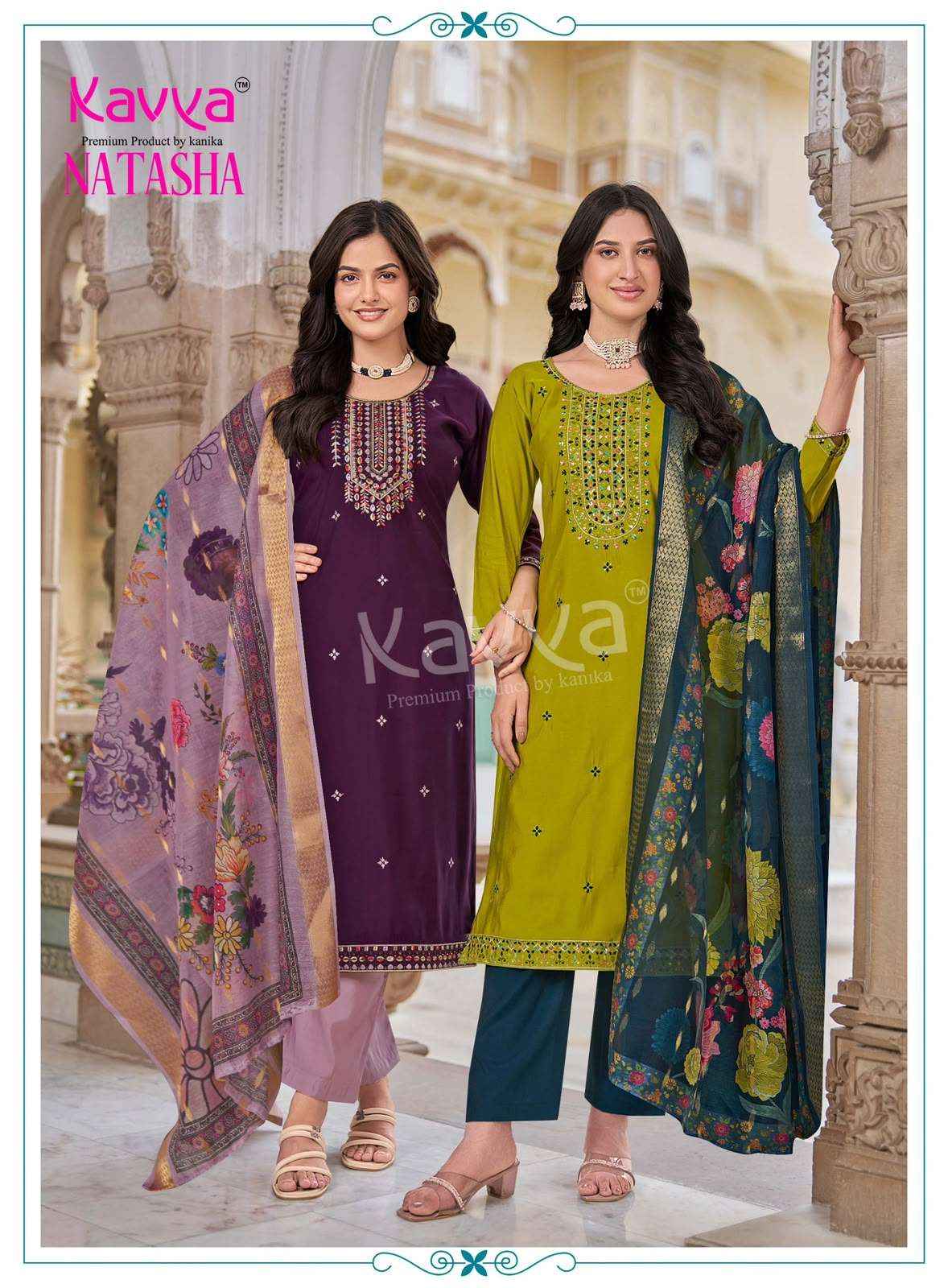 Kavya Natasha Vol 10 Fancy Silk Readymade 3 Piece Pair Set _ Surat Wholesale Market Price ( 10 Pcs Catalog )
