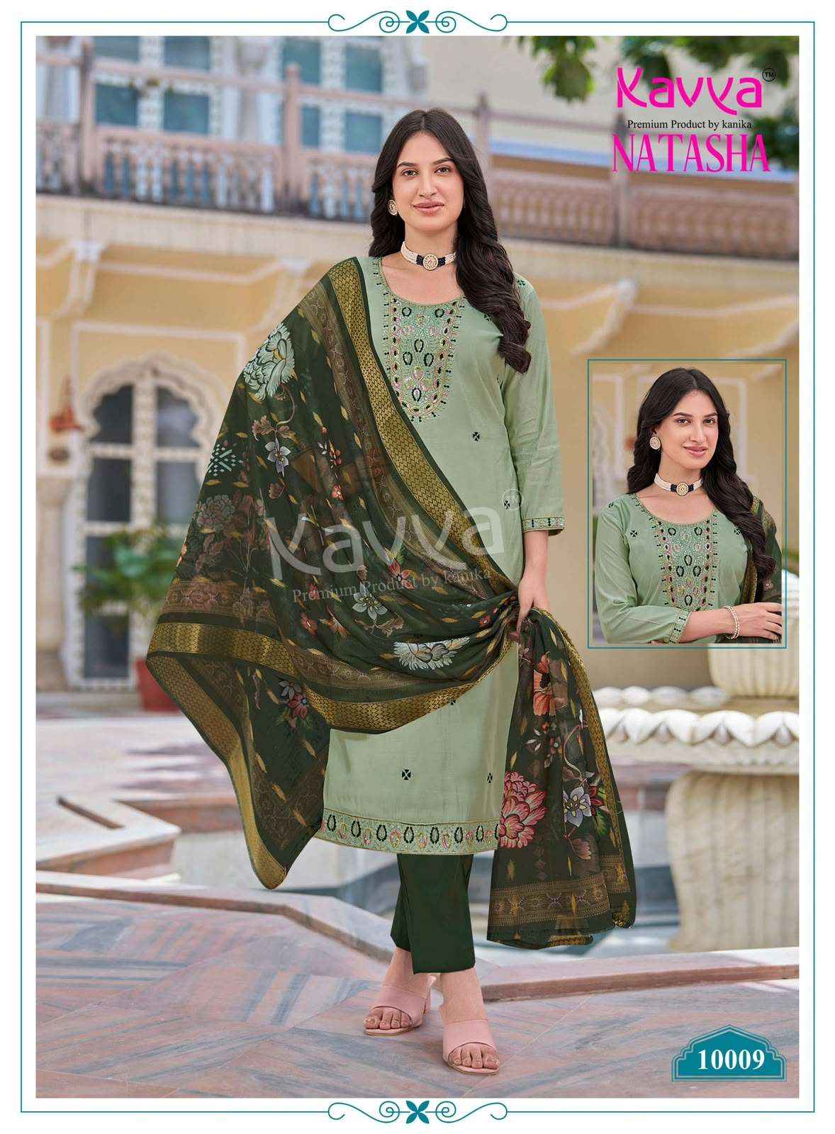 Kavya Natasha Vol 10 Fancy Silk Readymade 3 Piece Pair Set _ Surat Wholesale Market Price ( 10 Pcs Catalog )