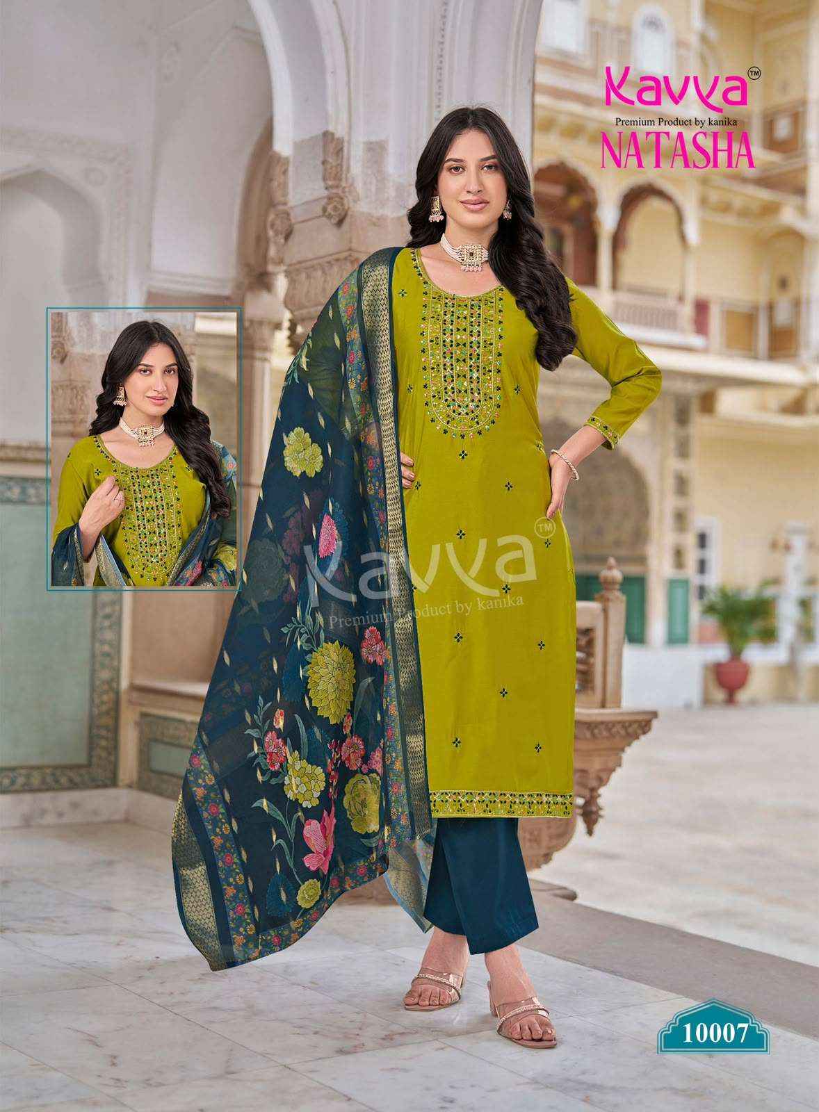 Kavya Natasha Vol 10 Fancy Silk Readymade 3 Piece Pair Set _ Surat Wholesale Market Price ( 10 Pcs Catalog )