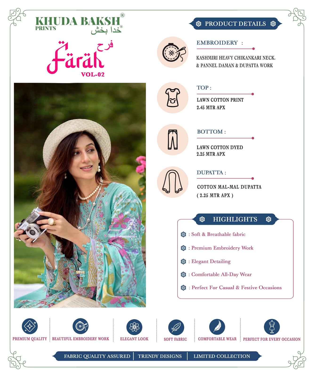 Khudha Baksh Farah Vol 2 Dress Material Online Price ( 10 Pcs Catalog )