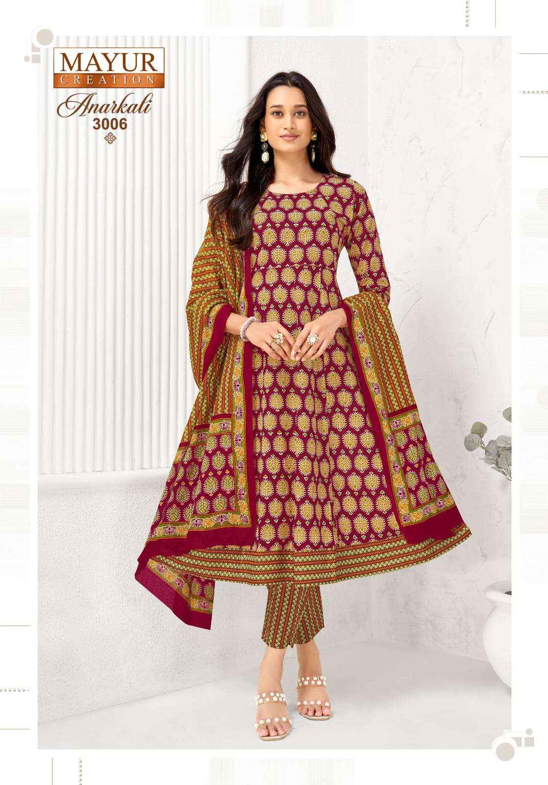 Mayur Anarkali Vol 3 Readymade Cotton Anarkali Top Bottom Dupatta Set Collection Wholesale Price ( 8 Pcs Catalog )