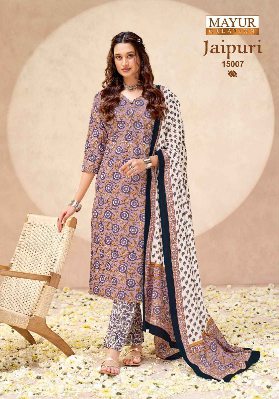 Mayur Creation Jaipuri Vol 15 Readymade Cotton Dress _ Surat Wholesale Market Price ( 10 Pcs Catalog )