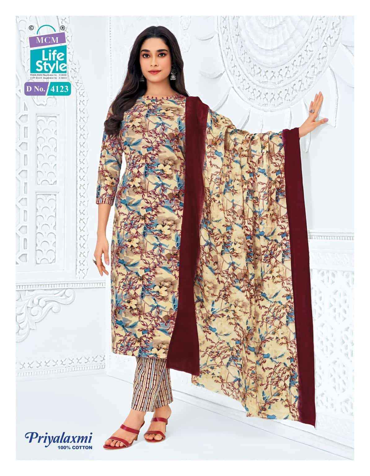 Mcm Lifestyle Priyalaxmi Vol 41 Pure Cotton Kurti Pant Dupatta Set _ Surat Wholesale Market Price ( 20 Pcs Catalog )
