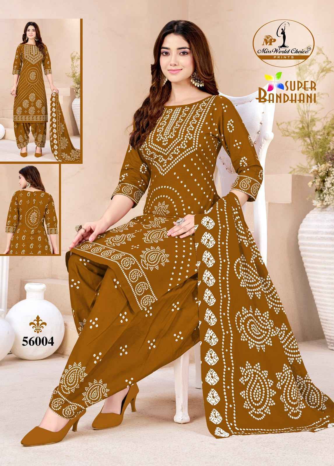 Miss World Choice Super Bandhani Vol 56 - Cotton Dress Material Wholesale Surat ( 10 pcs Catalog )