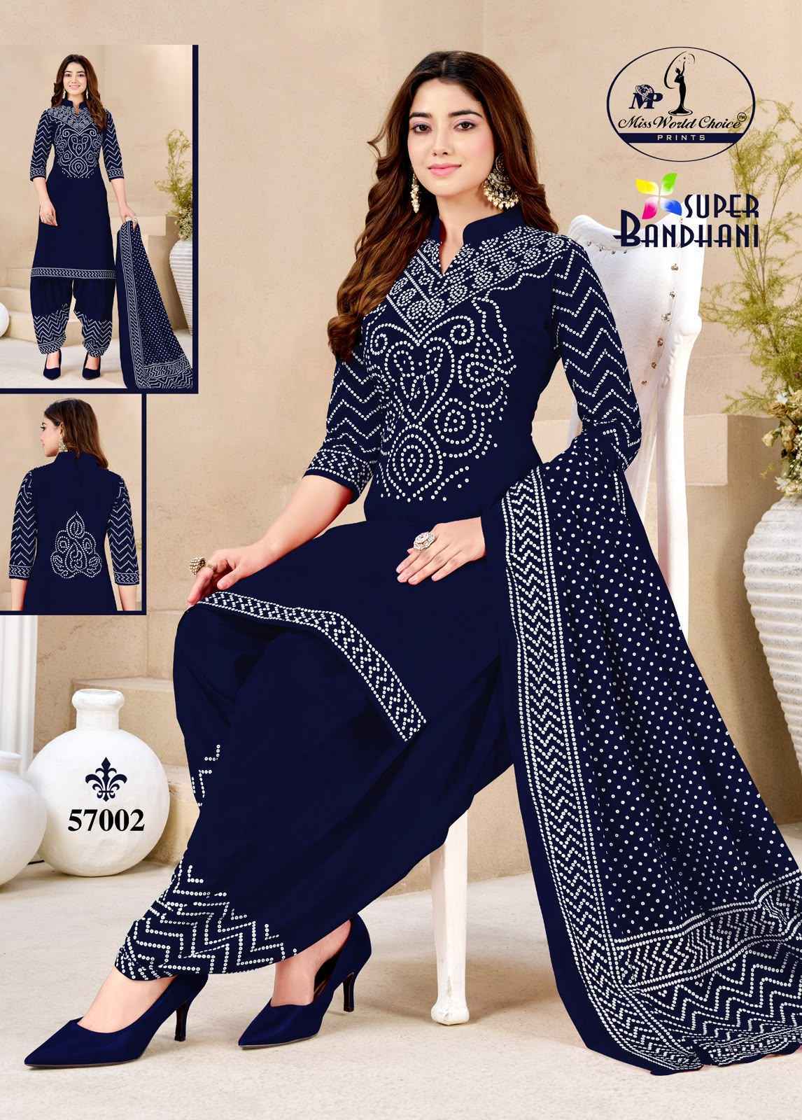 Miss World Choice Super Bandhani Vol 57 Cotton Unstitched Suit (10 Pcs Set)