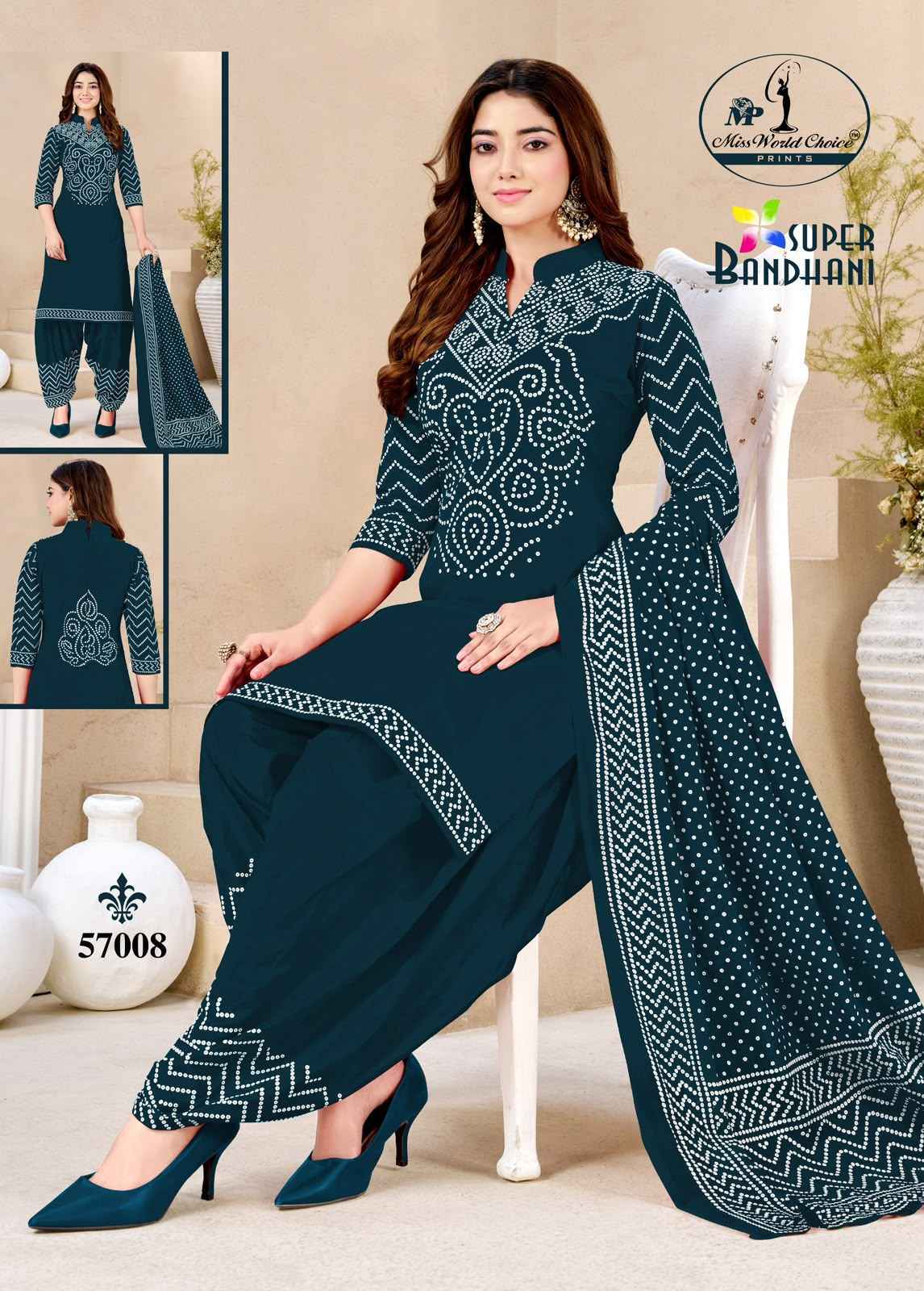 Miss World Choice Super Bandhani Vol 57 Cotton Unstitched Suit (10 Pcs Set)