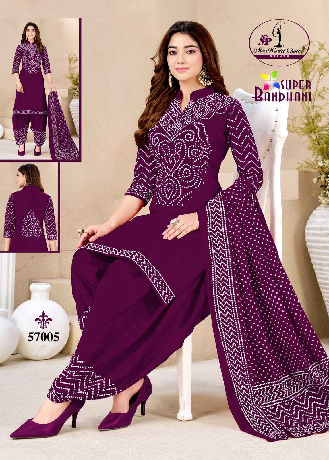Miss World Choice Super Bandhani Vol 57 Cotton Unstitched Suit (10 Pcs Set)