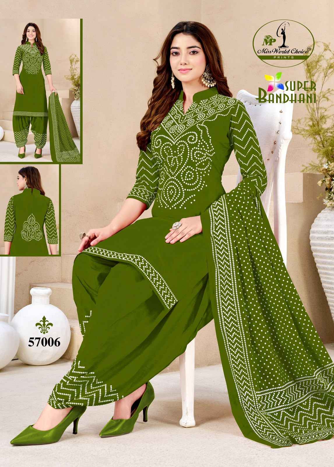 Miss World Choice Super Bandhani Vol 57 Cotton Unstitched Suit (10 Pcs Set)