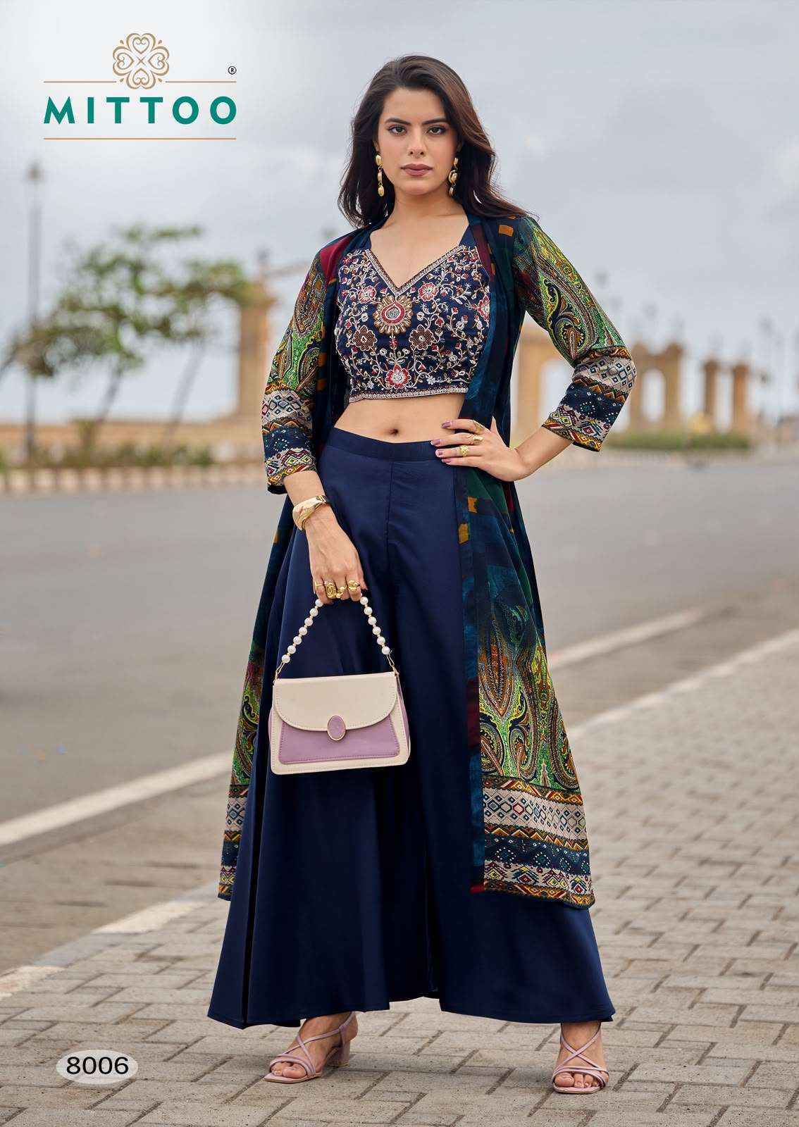 Mittoo Zubeda Vol 2 Roman Silk Weastern Top & Bottom With Shrug Suit _ Surat Wholesale Market Price ( 4 Pcs Catalog )
