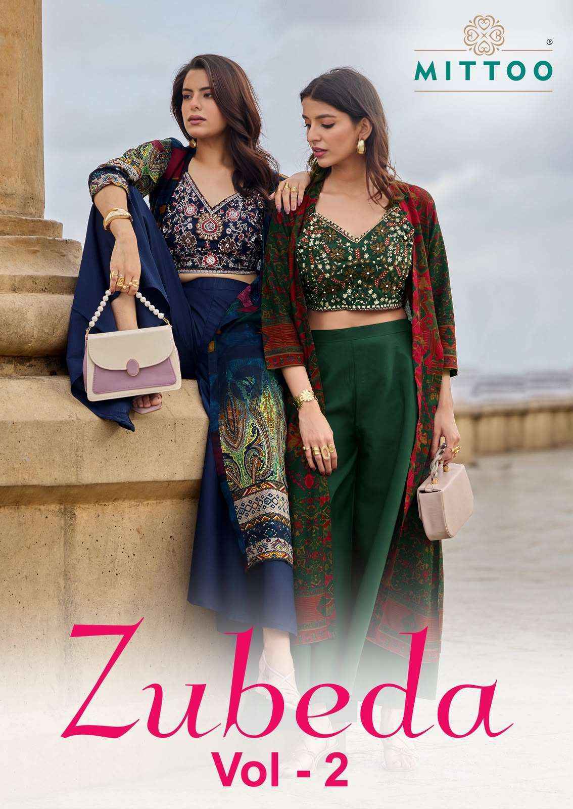 Mittoo Zubeda Vol 2 Roman Silk Weastern Top & Bottom With Shrug Suit _ Surat Wholesale Market Price ( 4 Pcs Catalog )