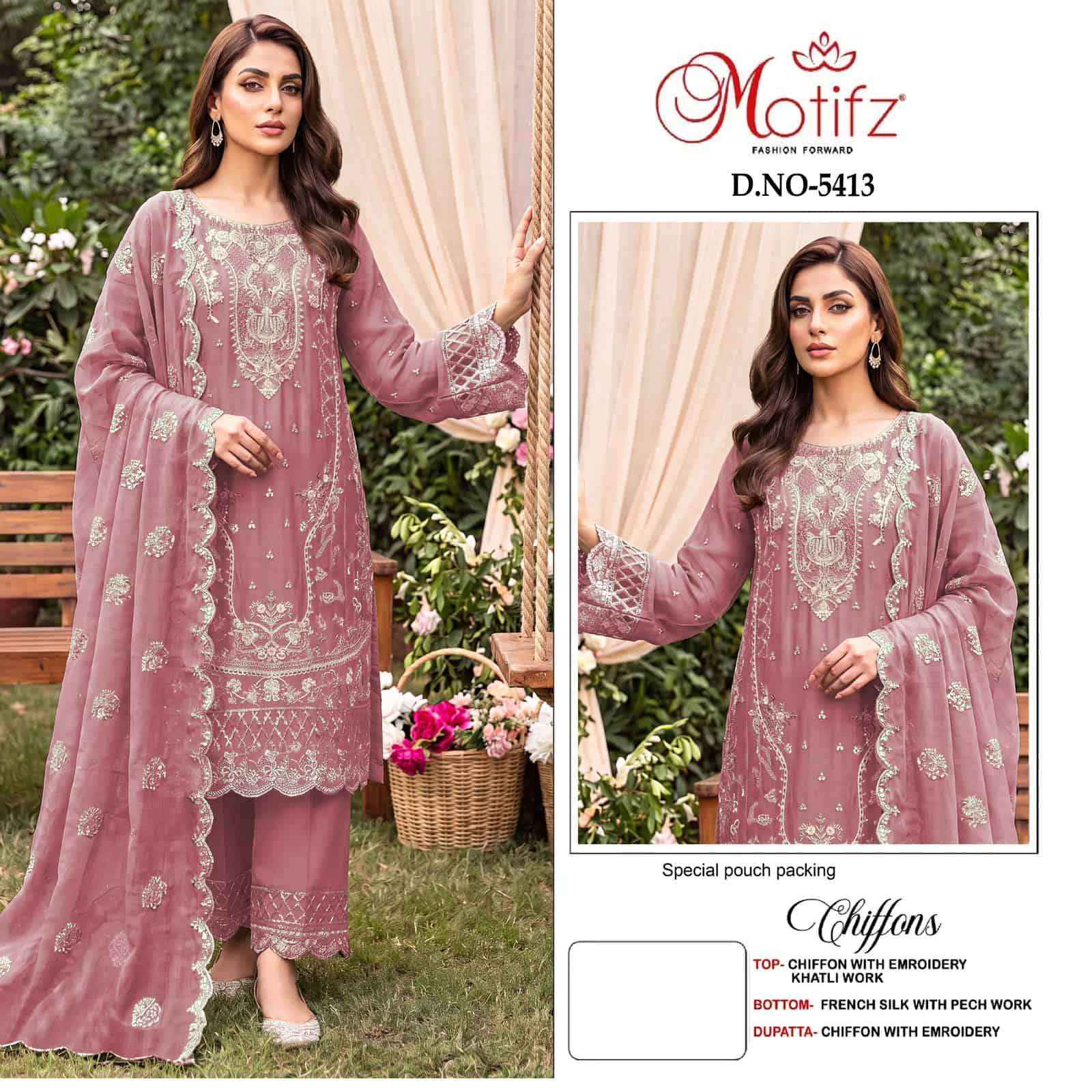 Motifz D 5413 Abcd Pakistani Designer Salwar Kameez _ Surat Wholesale Market Price ( 4 Pcs Catalog )
