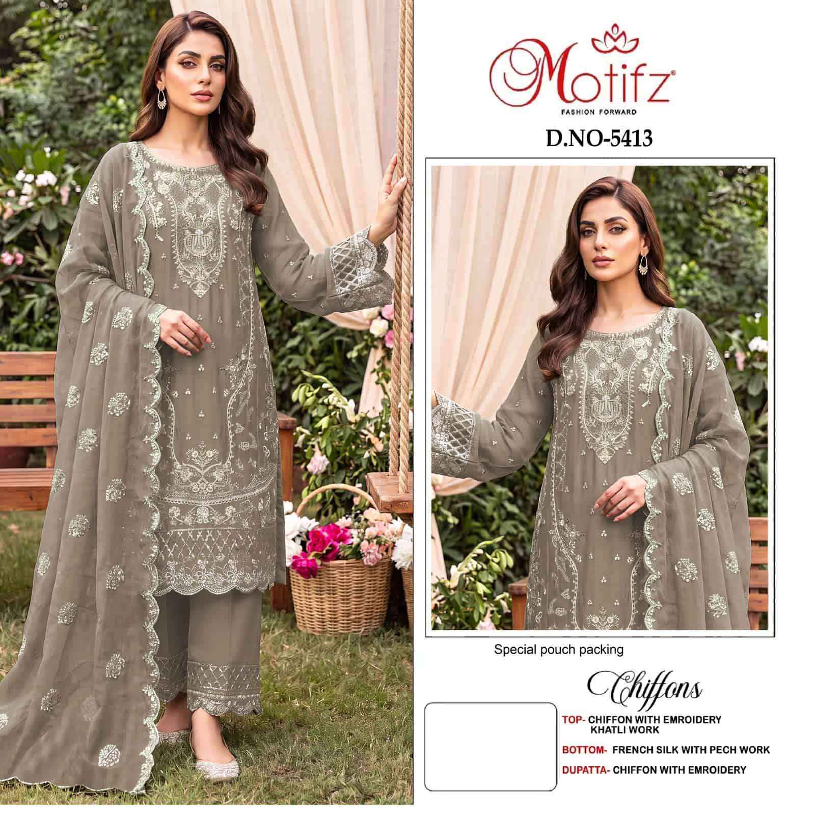 Motifz D 5413 Abcd Pakistani Designer Salwar Kameez _ Surat Wholesale Market Price ( 4 Pcs Catalog )