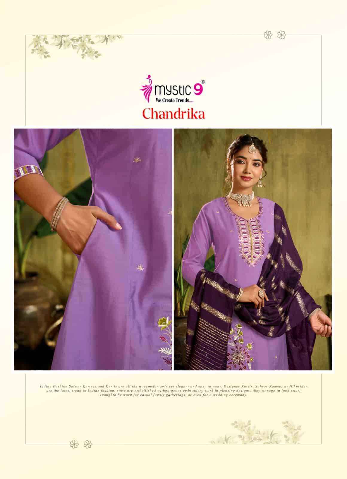 Mystic 9 Chandrika Vol 1 Premium Design Kurti Pant Dupatta Set _ Surat Wholesale Market Price ( 8 Pcs Catalog )