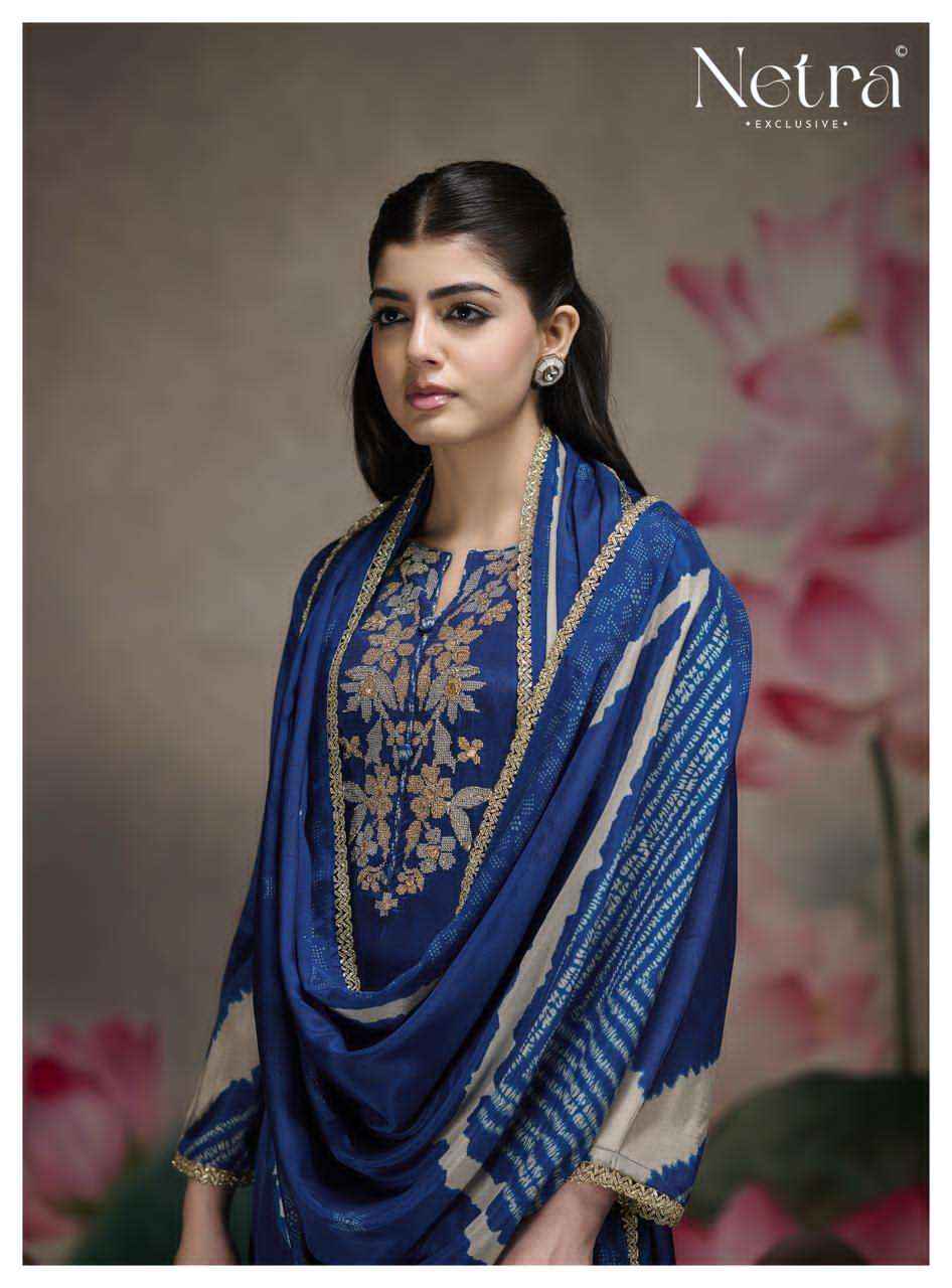 Netra Mahek Premium Designs Muslin Salwar Kameez _ Wholesale Surat Market Price ( 6 Pcs catalog )