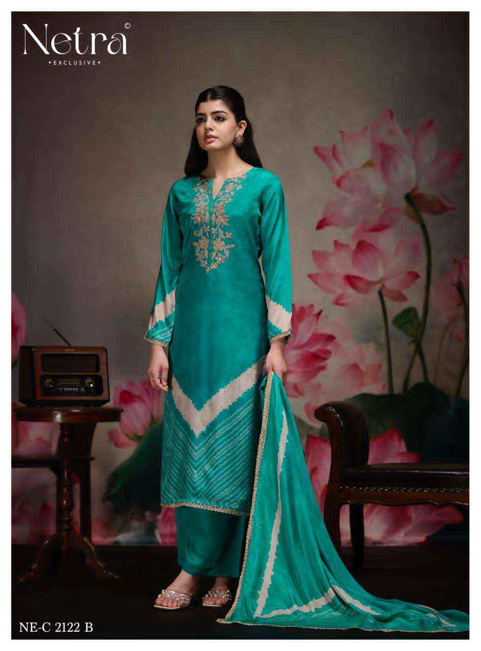 Netra Mahek Premium Designs Muslin Salwar Kameez _ Wholesale Surat Market Price ( 6 Pcs catalog )
