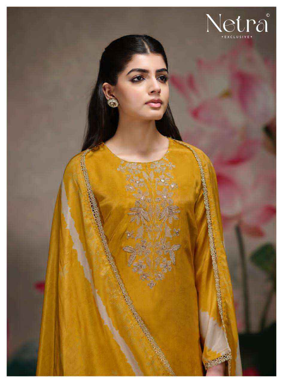 Netra Mahek Premium Designs Muslin Salwar Kameez _ Wholesale Surat Market Price ( 6 Pcs catalog )