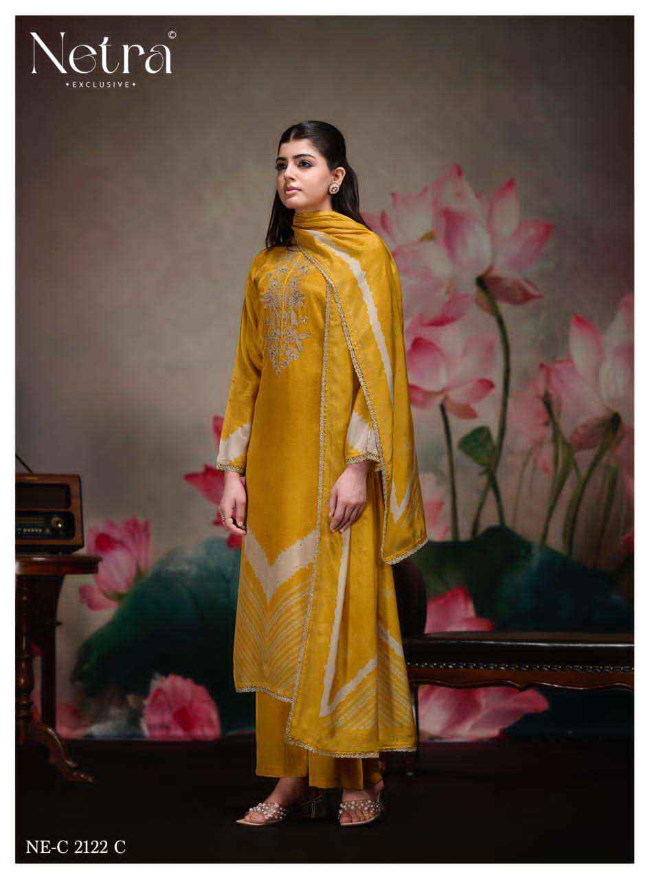 Netra Mahek Premium Designs Muslin Salwar Kameez _ Wholesale Surat Market Price ( 6 Pcs catalog )