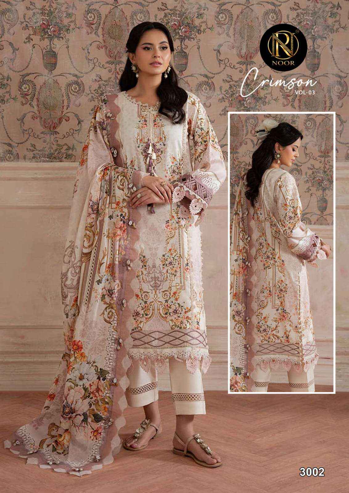 Noor Crimson Vol 3 Pure Heavy Lawn Cotton Salwar Suit _ Surat Wholesale Market Price ( 6 Pcs Catalog )