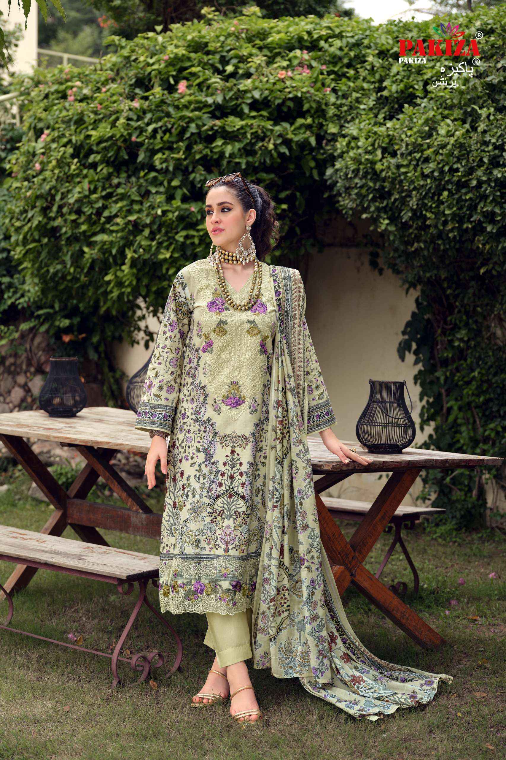 PAKIZA PRINTS GULNAWAZ VOL 23 LAWN COTTON DIGITAL PRINTED WITH EMBROIDERY WORK SUIT _ SURAT WHOLESALE MARKET PRICE ( 4 PCS CATALOG )