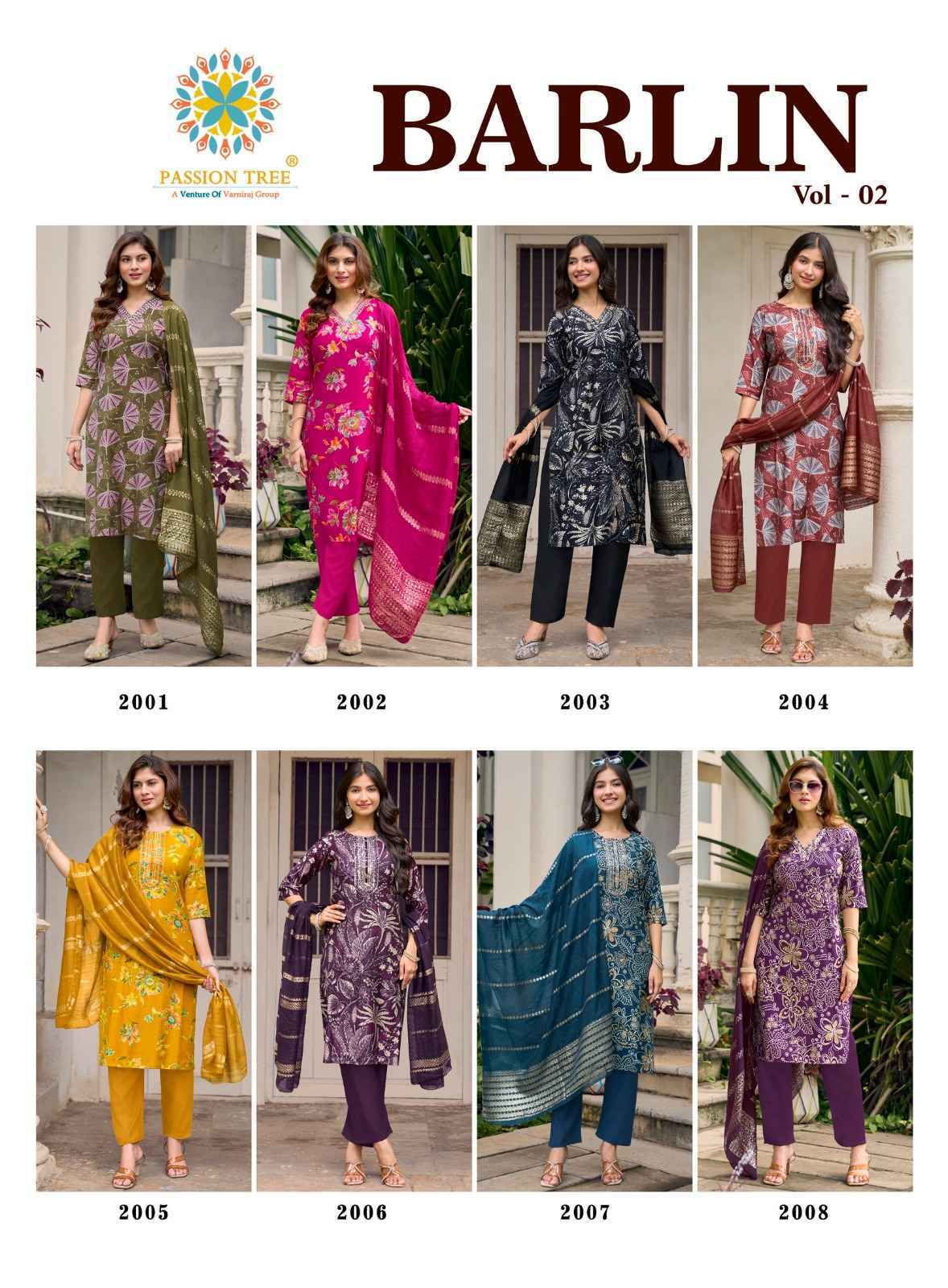 Passion Tree Barlin Vol 2 Barlin Kurti Combo Set Collection _ Surat Wholesale Market Price ( 8 Pcs Catalog )