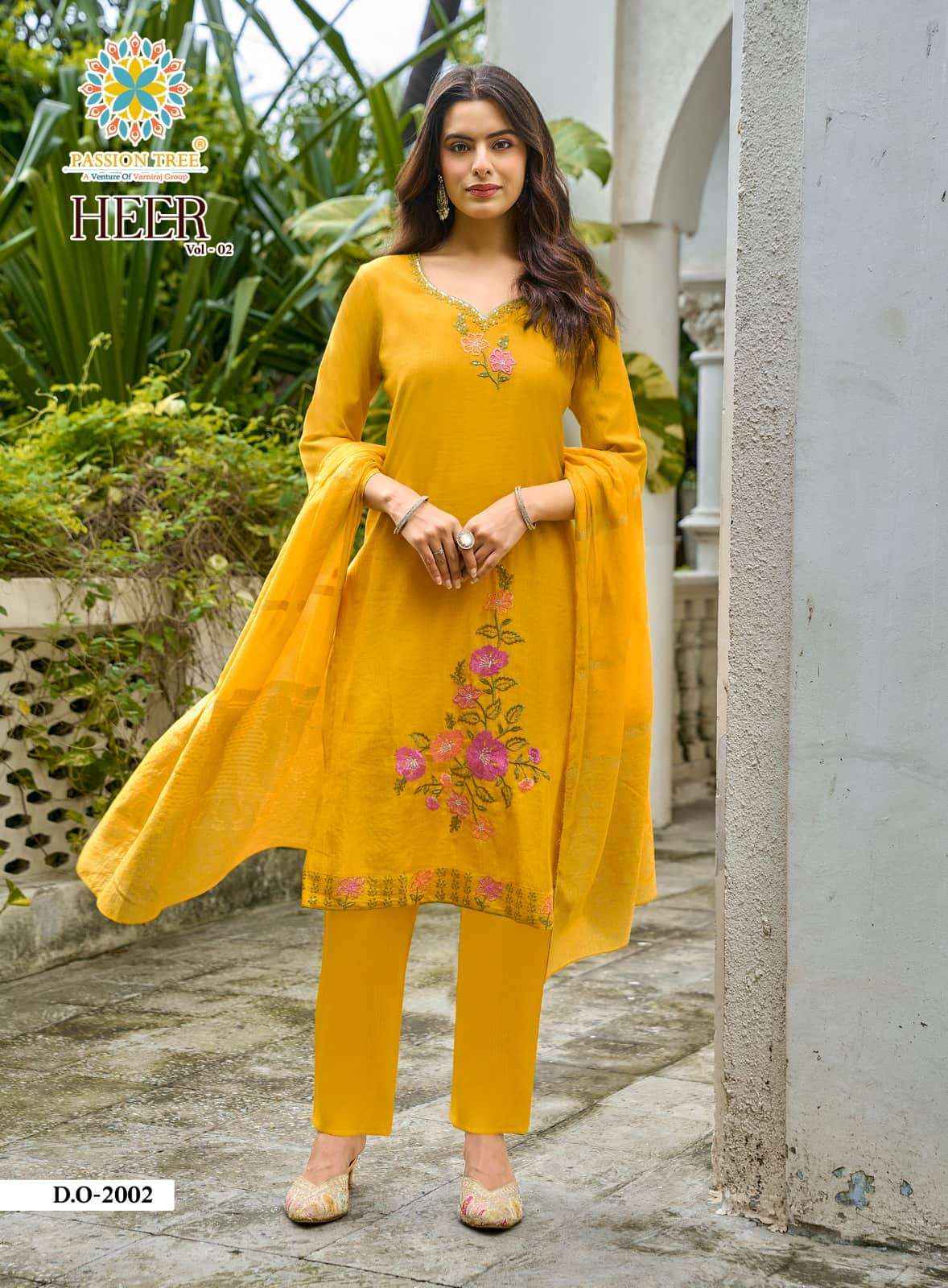 Passion Tree Heer Vol 2 Occasion Wear Kurti Pant Dupatta Set Collection _ Surat Wholesale Market Price ( 8 Pcs Catalog )