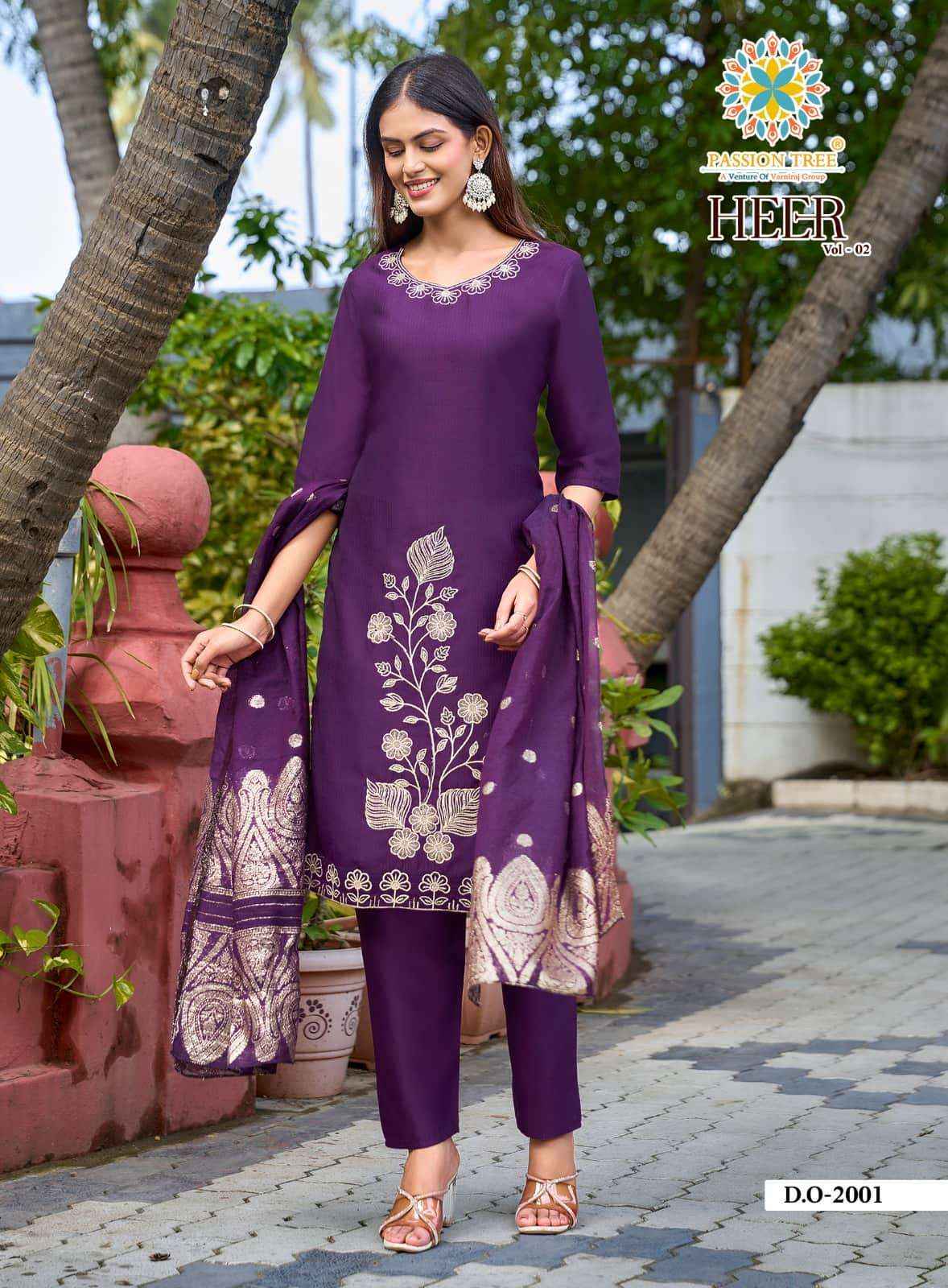 Passion Tree Heer Vol 2 Occasion Wear Kurti Pant Dupatta Set Collection _ Surat Wholesale Market Price ( 8 Pcs Catalog )