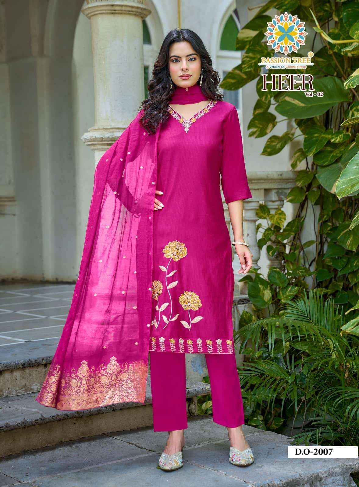 Passion Tree Heer Vol 2 Occasion Wear Kurti Pant Dupatta Set Collection _ Surat Wholesale Market Price ( 8 Pcs Catalog )