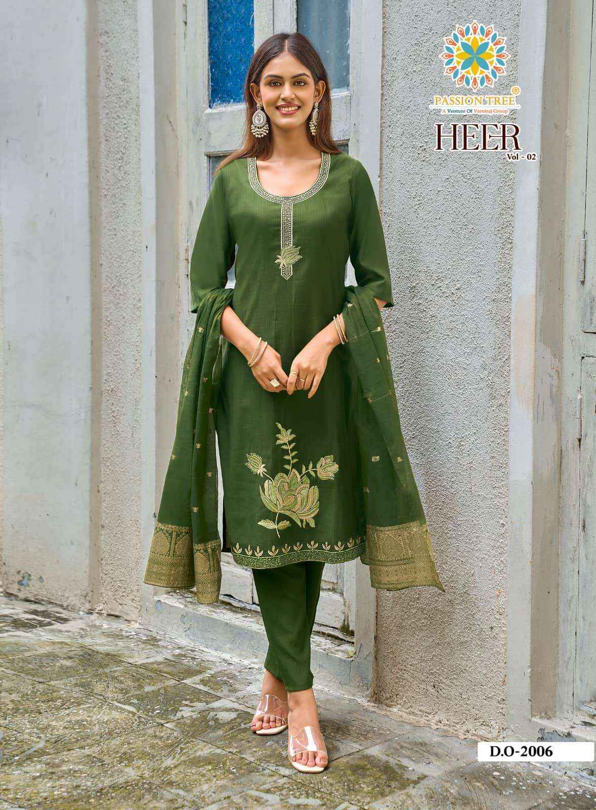 Passion Tree Heer Vol 2 Occasion Wear Kurti Pant Dupatta Set Collection _ Surat Wholesale Market Price ( 8 Pcs Catalog )