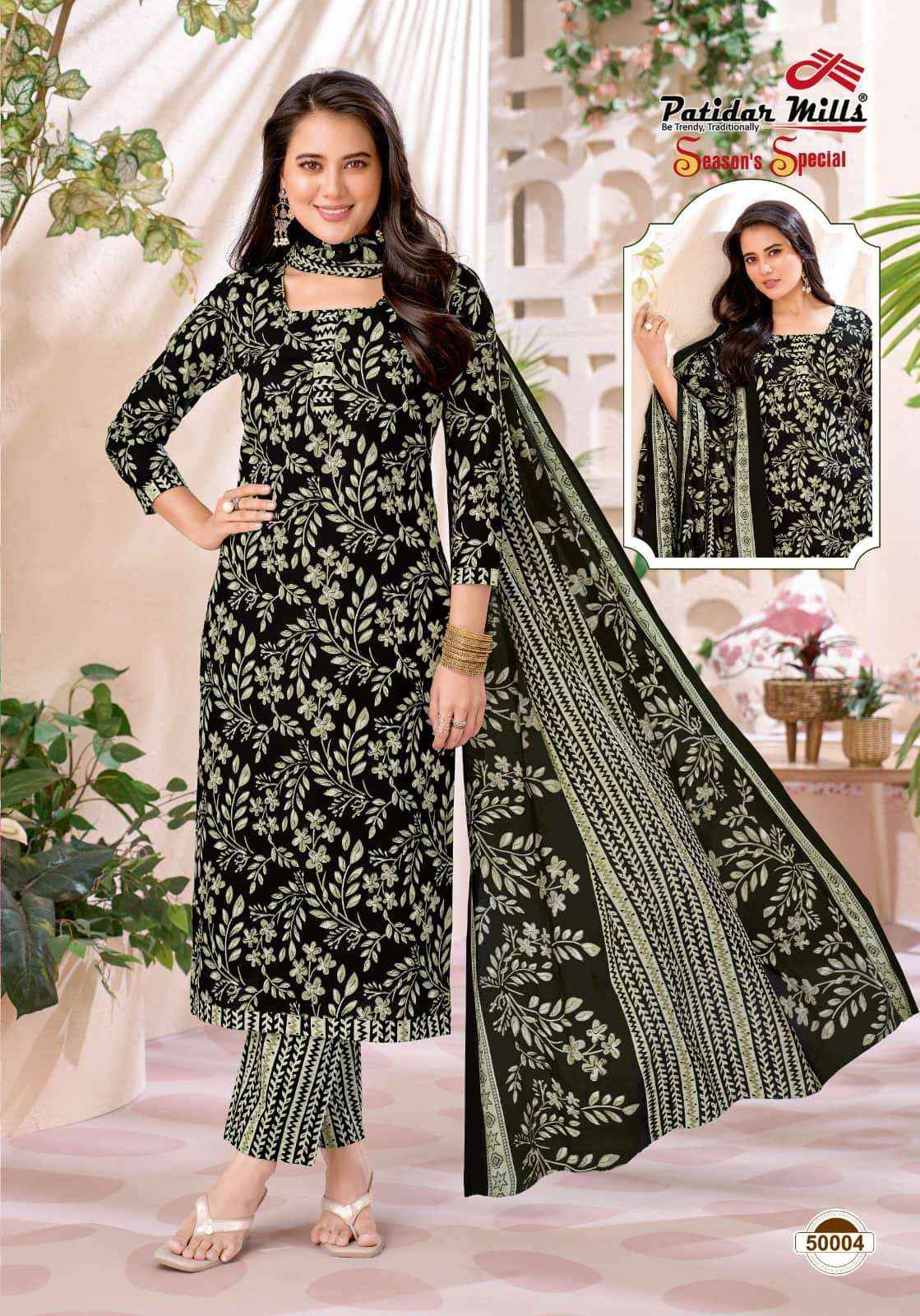 Patidar Mills Seasons Special Vol 50 Pure Cotton Salwar Suit _ Wholesale Surat Market Price ( 10 Pcs Catalog )