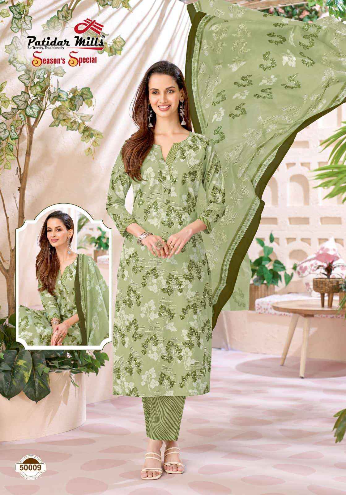 Patidar Mills Seasons Special Vol 50 Pure Cotton Salwar Suit _ Wholesale Surat Market Price ( 10 Pcs Catalog )